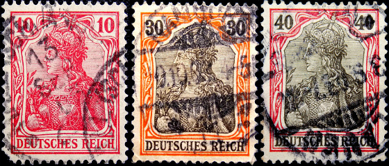 Германия , рейх . 1902 год . Германия с императорской короной . Часть серии . Каталог 3,50 €.  